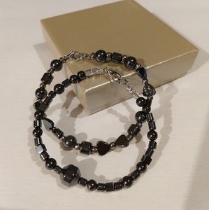 Hematite bracelets-set of two